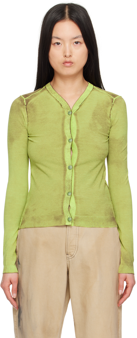 Shop Acne Studios Green Button-up Cardigan In Abe Lime Green