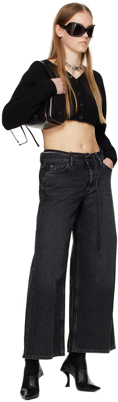 Acne Studios Black Cropped Cardigan In 900 Black