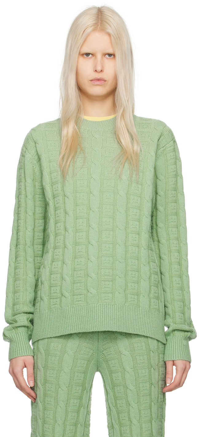 Acne Studios Cable-knit Wool-blend Jumper In Green