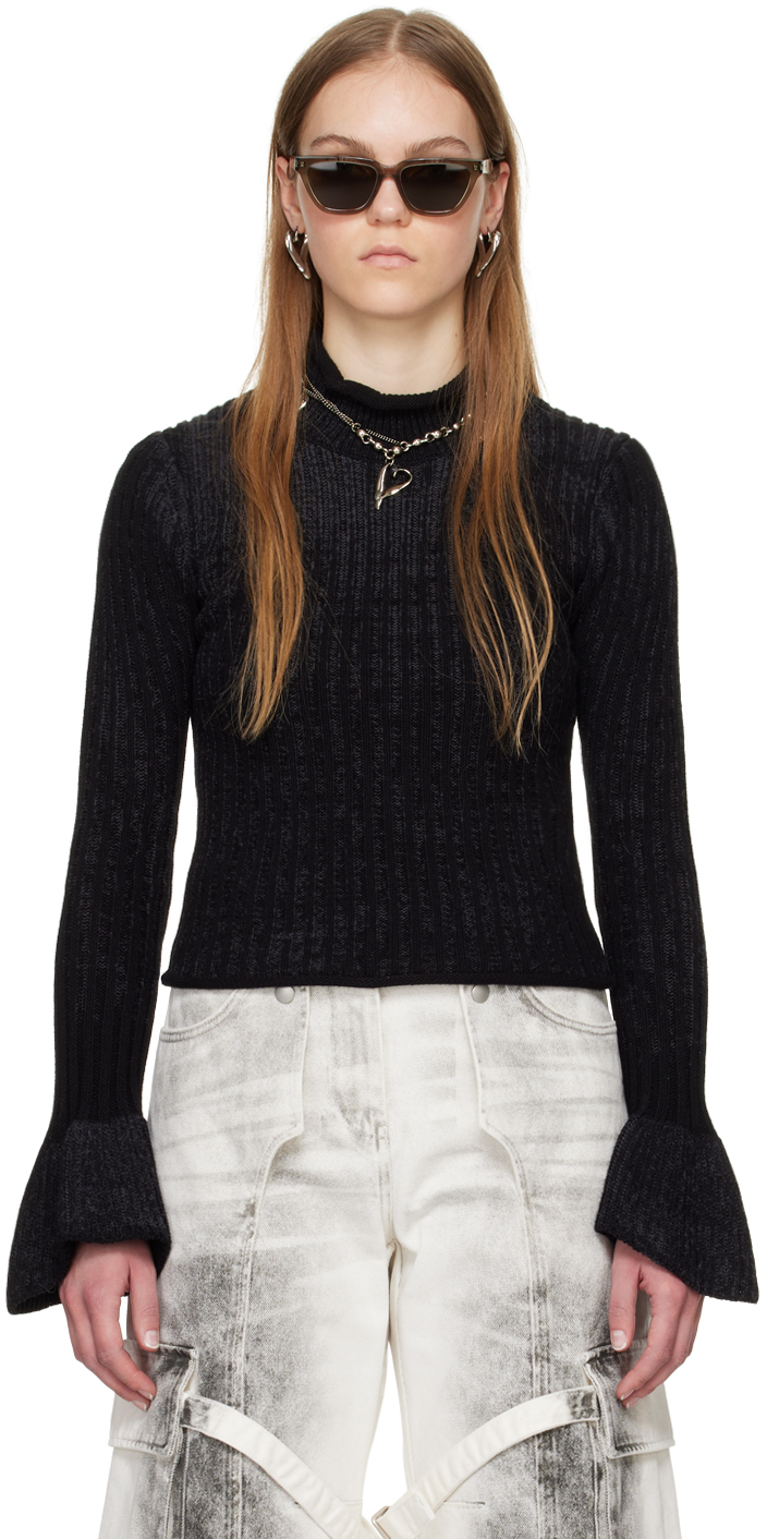 Black Flared Cuff Sweater