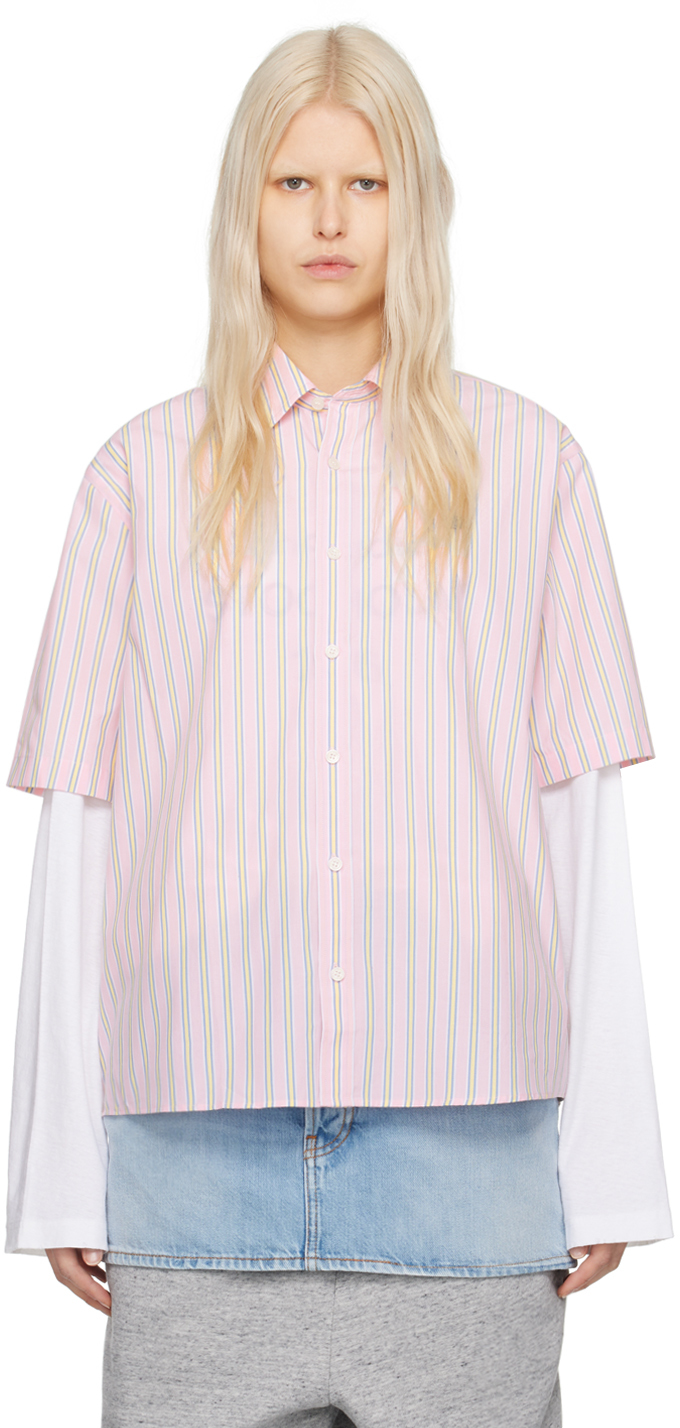 Acne Studios Pink Stripe Shirt In Cm5 Pink/yellow