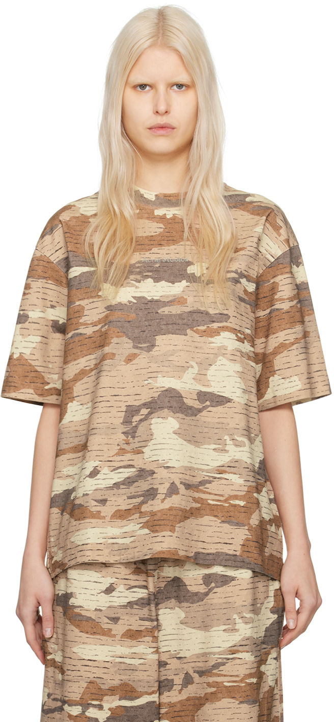 Acne Studios Brown Camouflage T-shirt In Ca8 Cacao Brown