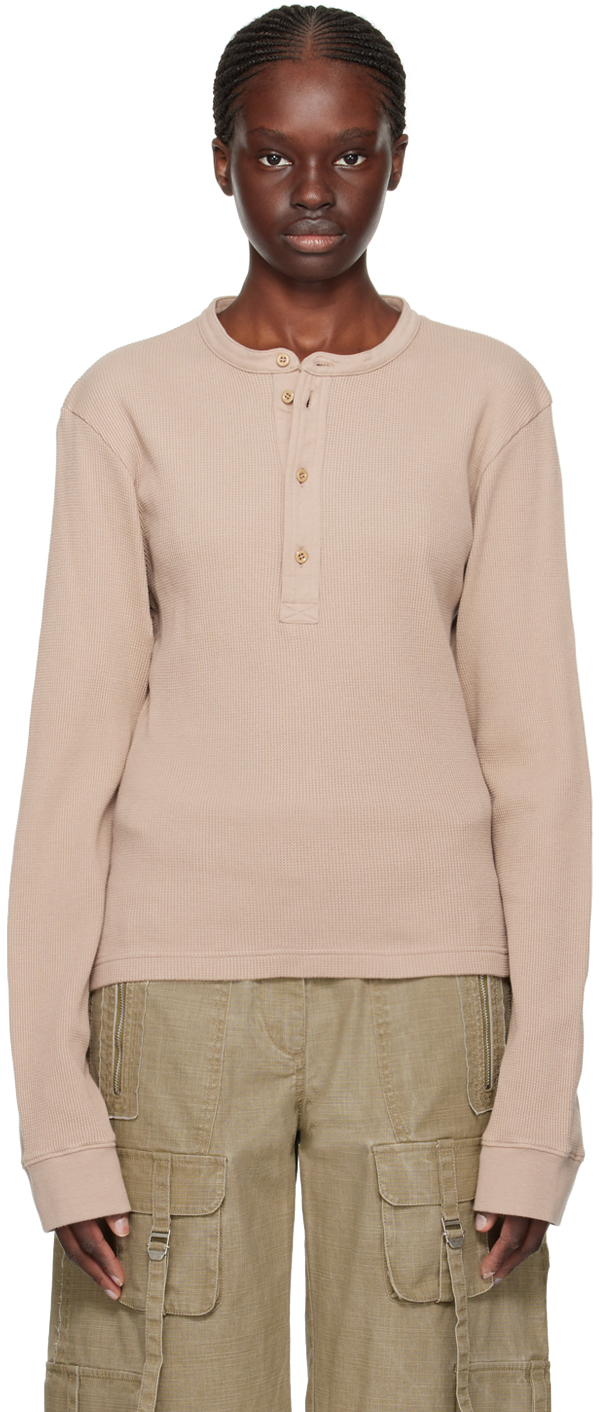 Brown Fitted Long Sleeve T-Shirt