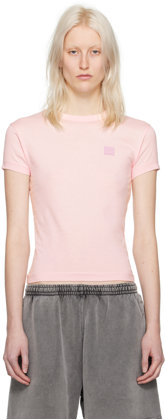 Shop Acne Studios Pink Crewneck T-shirt In Ad4 Light Pink