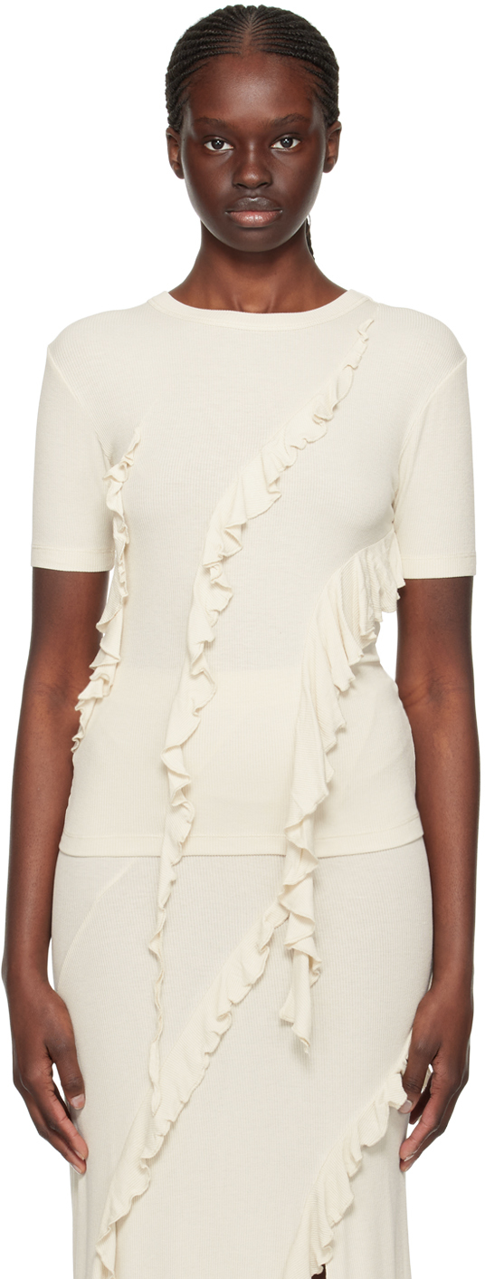 Beige Ruffle T-Shirt