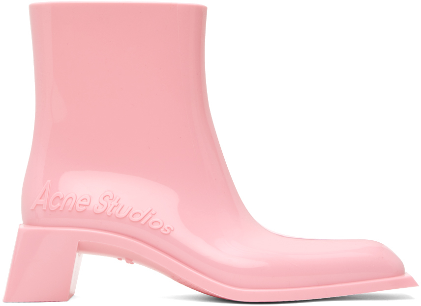 Shop Acne Studios Pink Rubber Boots In 418 Pale Pink