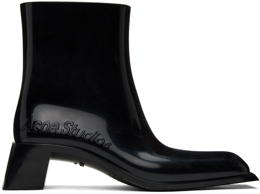 Shop Acne Studios Black Rubber Boots In 900 Black