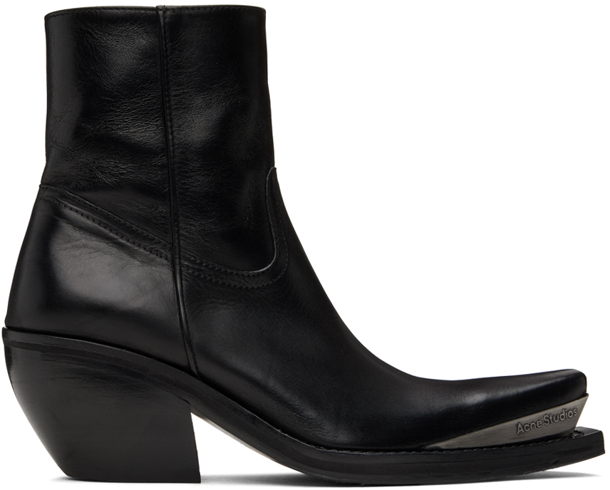 Shop Acne Studios Black Leather Boots In 900 Black