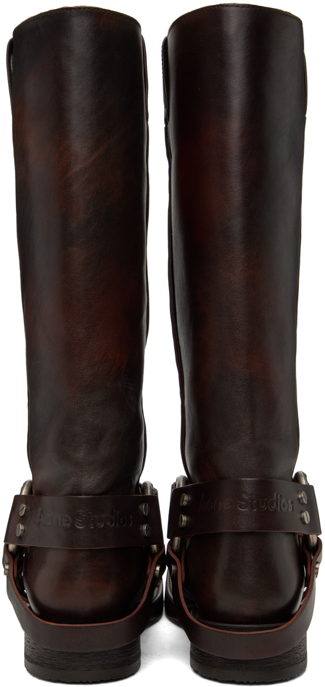 Acne Studios Ssense Exclusive Brown Stirrup High Boots In Dark Brown