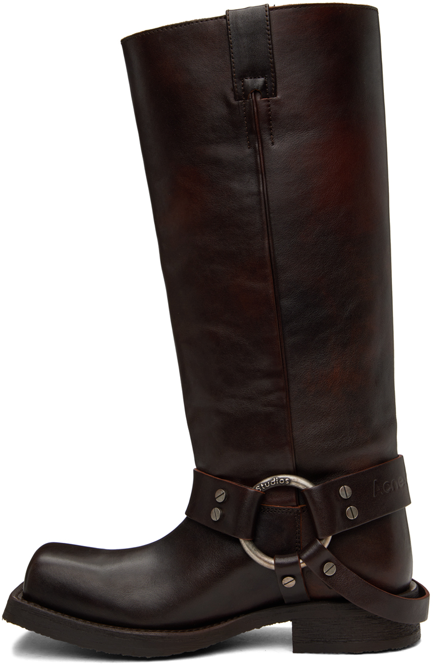 Acne Studios Ssense Exclusive Brown Stirrup High Boots In Dark Brown