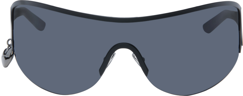 Shop Acne Studios Black Metal Frame Sunglasses In Ax0 Black/black
