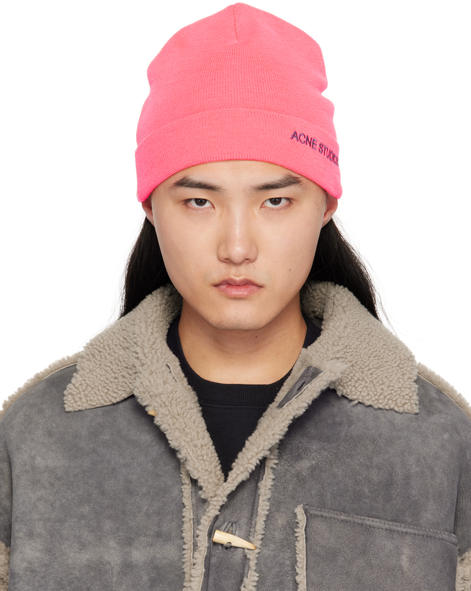 Pink Embroidered Logo Beanie