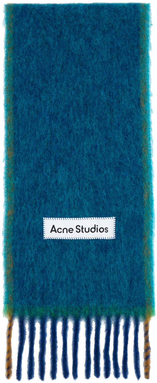 Acne Studios Blue Narrow Scarf In Aap Turquoise Blue