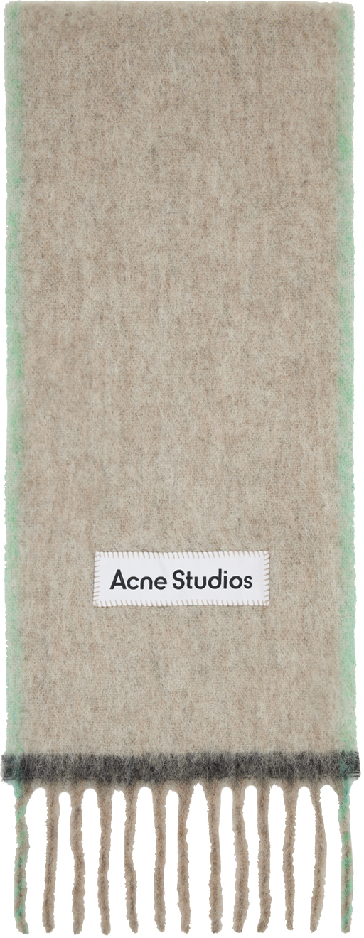 Acne Studios Beige Narrow Scarf In Beige_grey