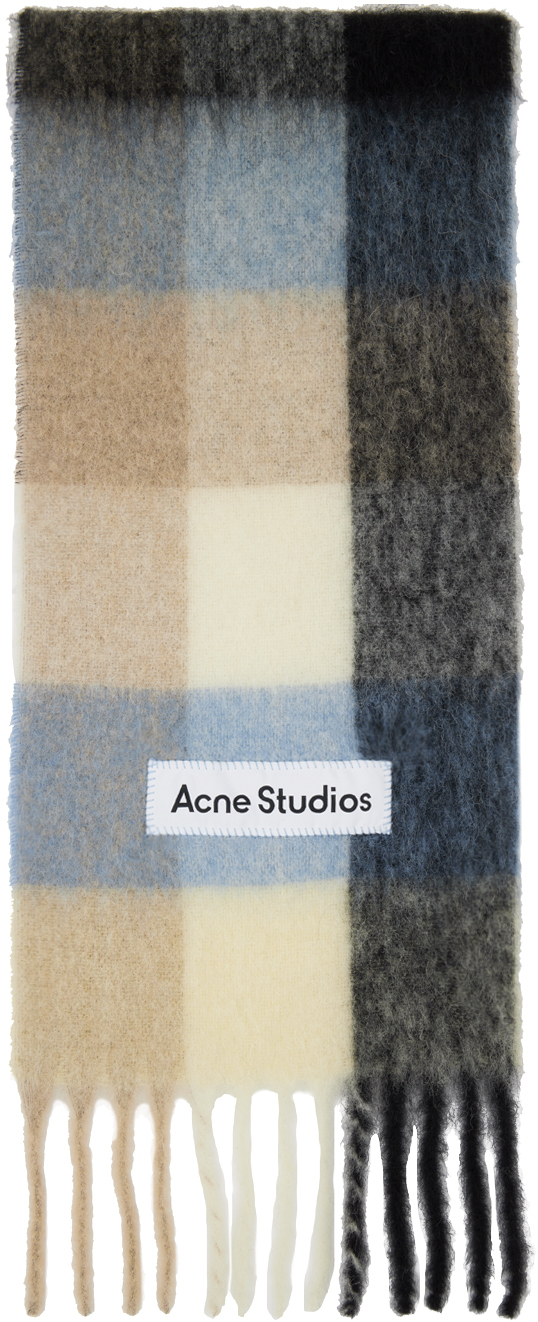 Acne Studios: Multicolor Check Scarf | SSENSE Canada