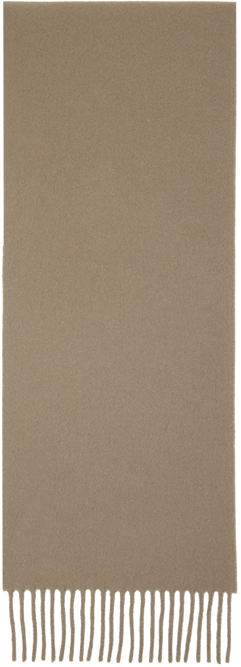 Shop Acne Studios Khaki Fringe Wool Scarf In Ab6 Khaki Green
