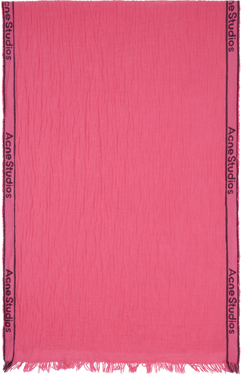 Pink Logo Tape Scarf by Acne Studios on Sale