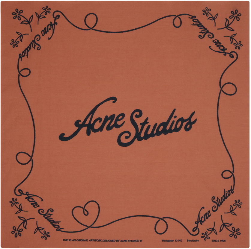 Shop Acne Studios Red Logo Handkerchief In Dn7 Rust Red/black