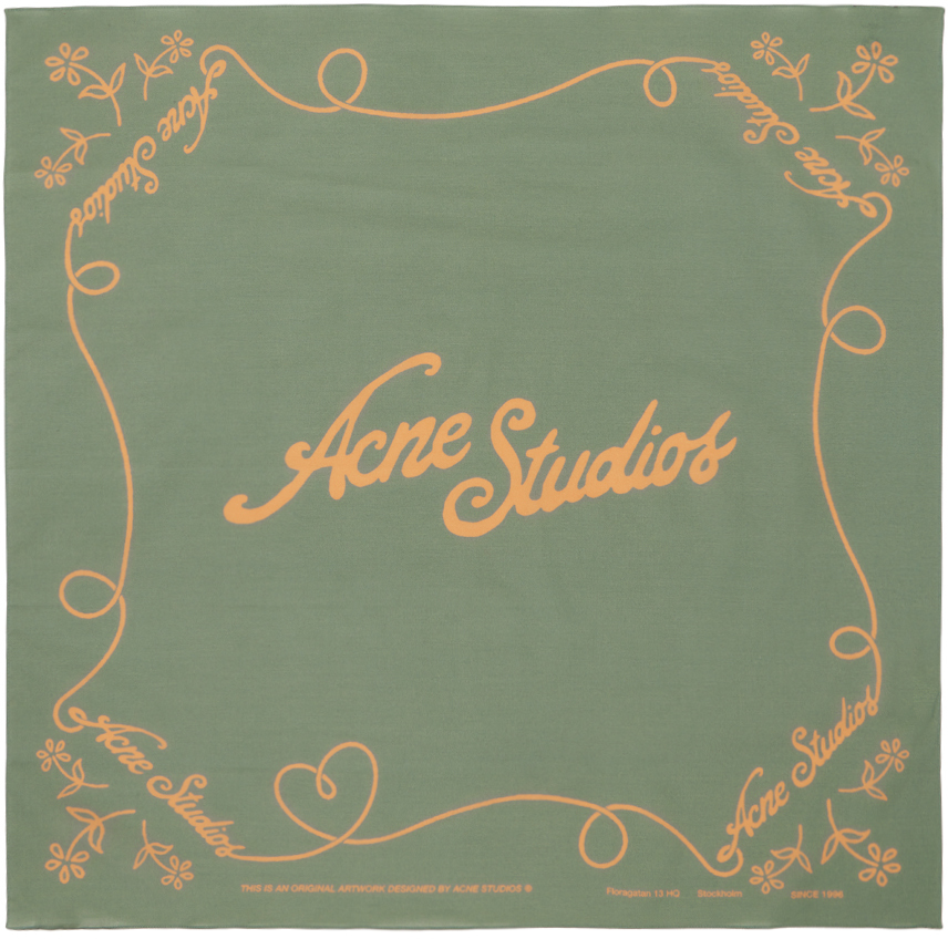 Shop Acne Studios Green Printed Scarf In Dn6 Green/honey Yell