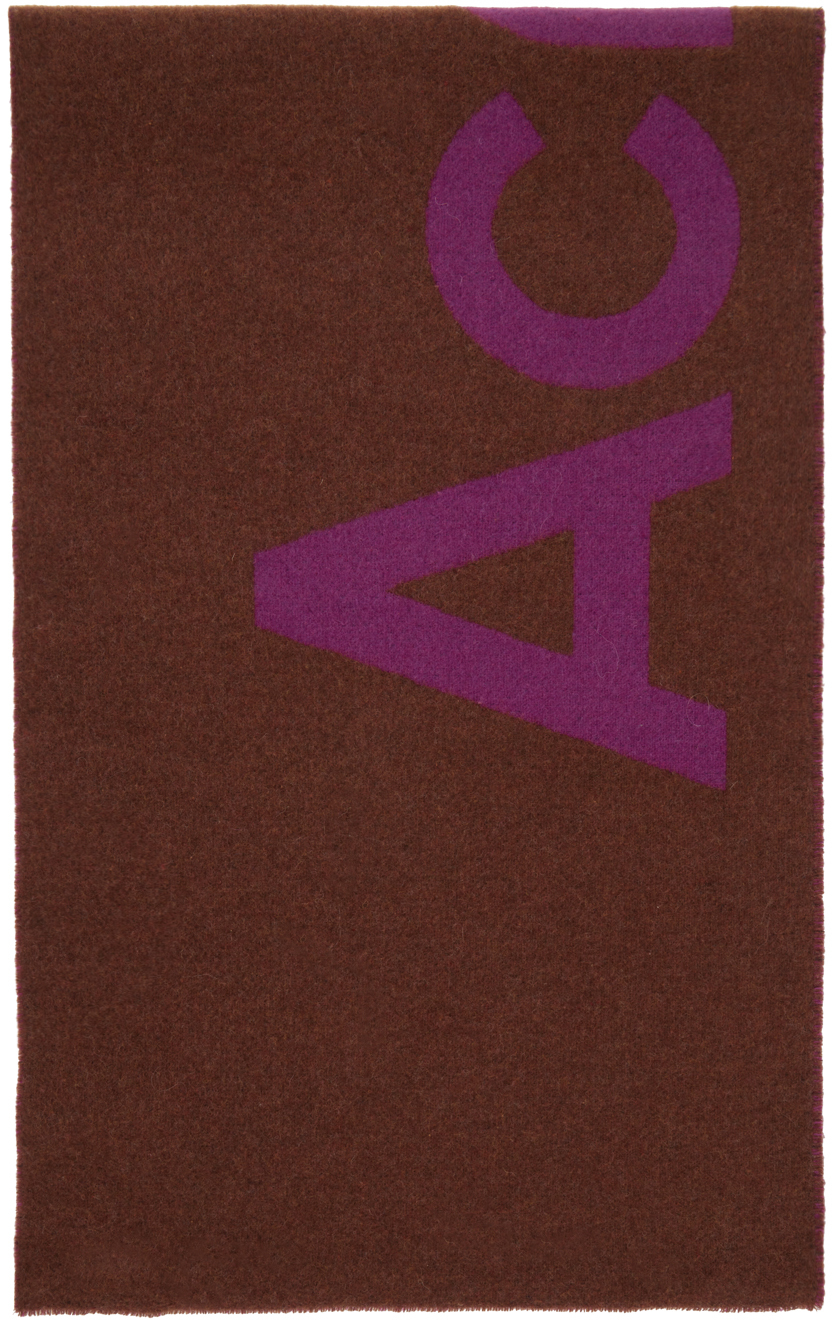 Brown & Pink Logo Jacquard Scarf