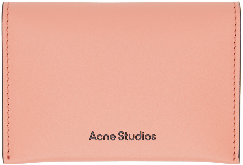 Shop Acne Studios Pink Folded Leather Card Holder In Ad2 Salmon Pink