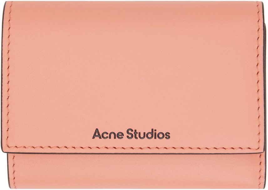Shop Acne Studios Pink Trifold Leather Wallet In Ad2 Salmon Pink