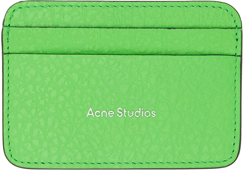 Acne Studios Green Leather Card Holder In Ab8 Green