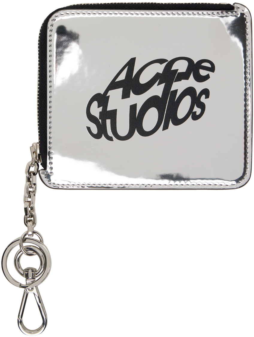 Shop Acne Studios Silver Faux-leather Wallet In Aae Silver