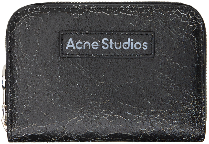 Acne Studios Acite Leather Zip Around Wallet In Black
