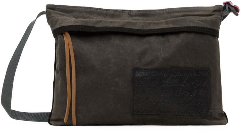Shop Acne Studios Gray Mini Canvas Bag In Ama Grey/black