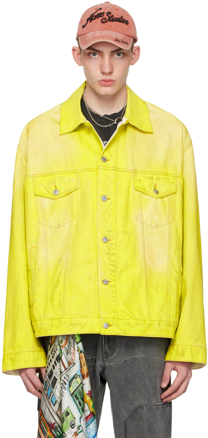 Acne Studios Yellow Oversized Denim Jacket In Aqp Neon Yellow