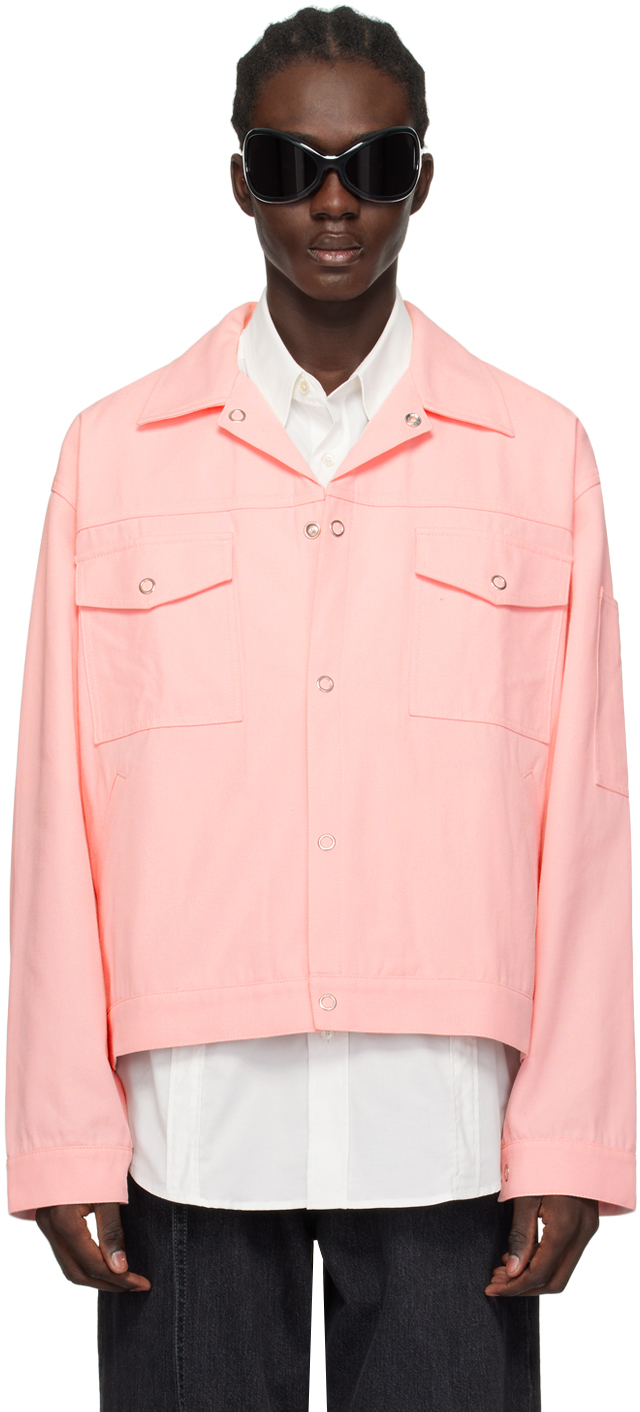 Acne Studios Pink Flap Pocket Jacket In 418 Pale Pink