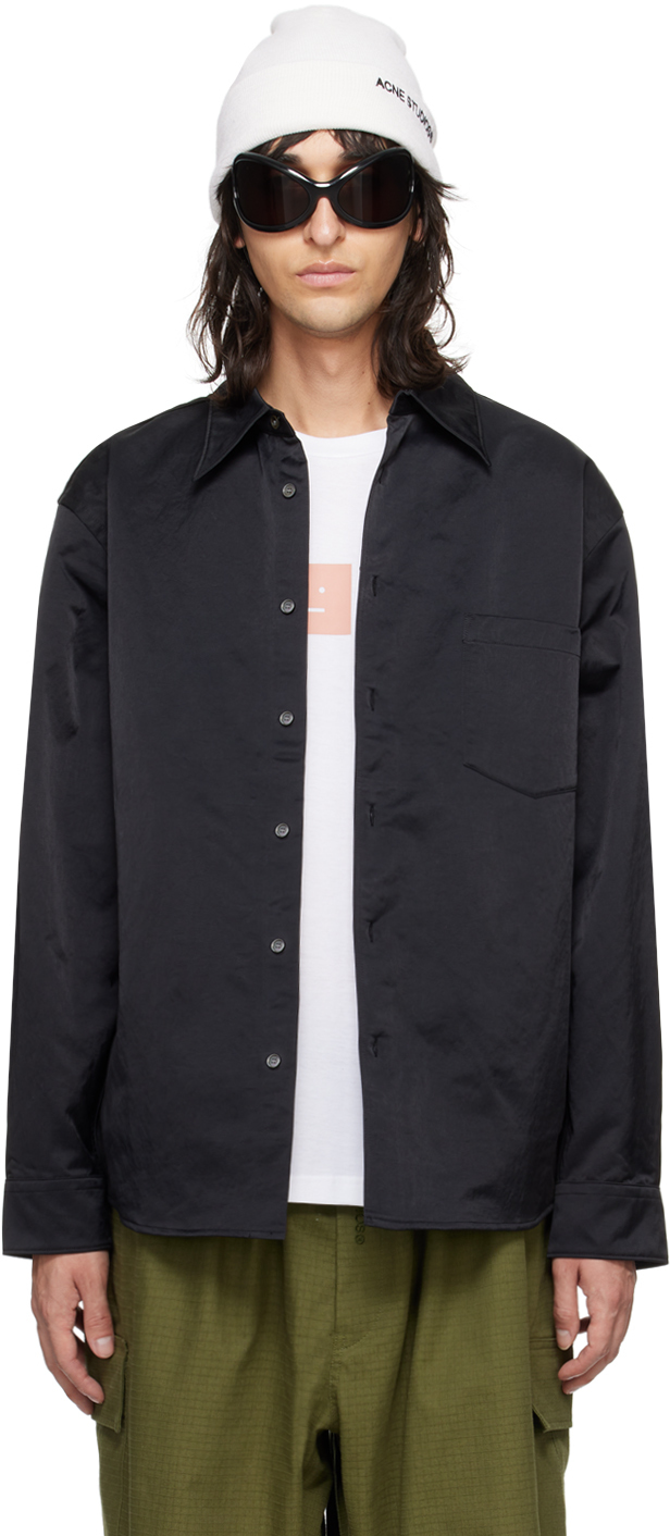 Acne Studios Black Spread Collar Jacket In 900 Black