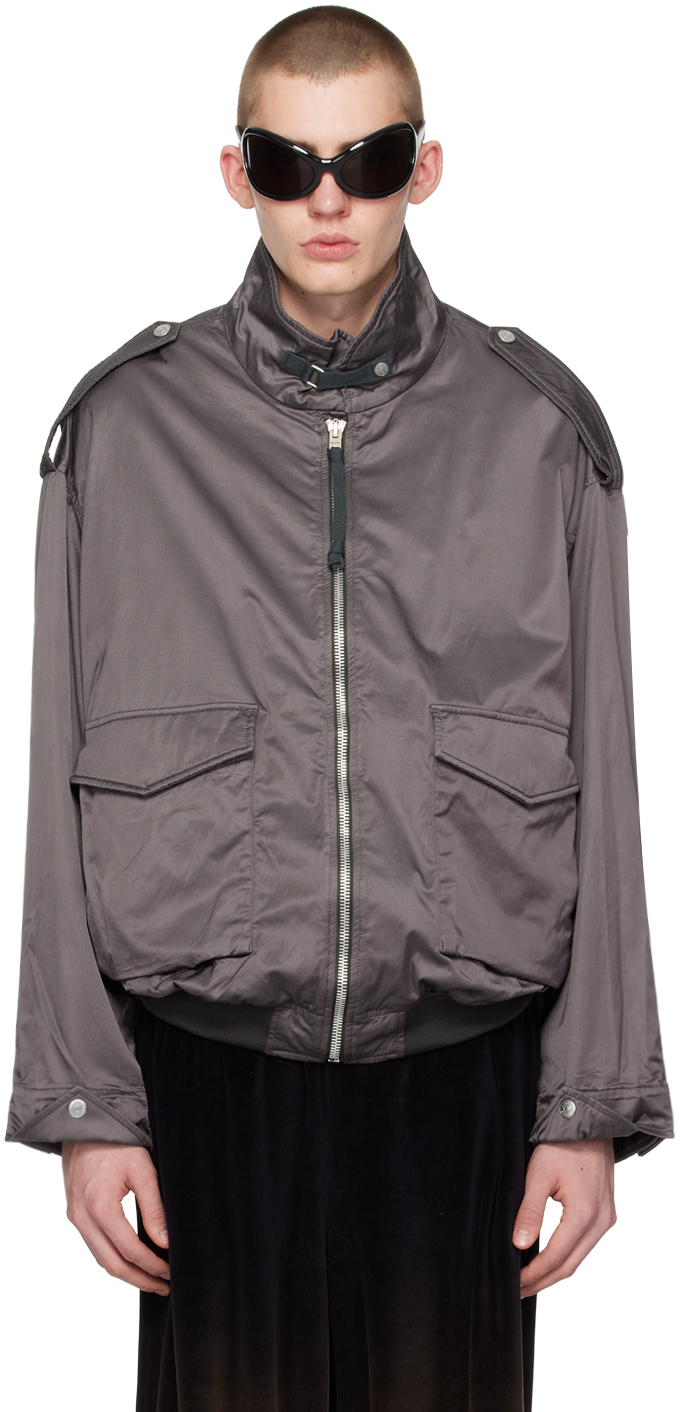 Shop Acne Studios Gray Relaxed Fit Bomber Jacket In Dlh Mid Grey
