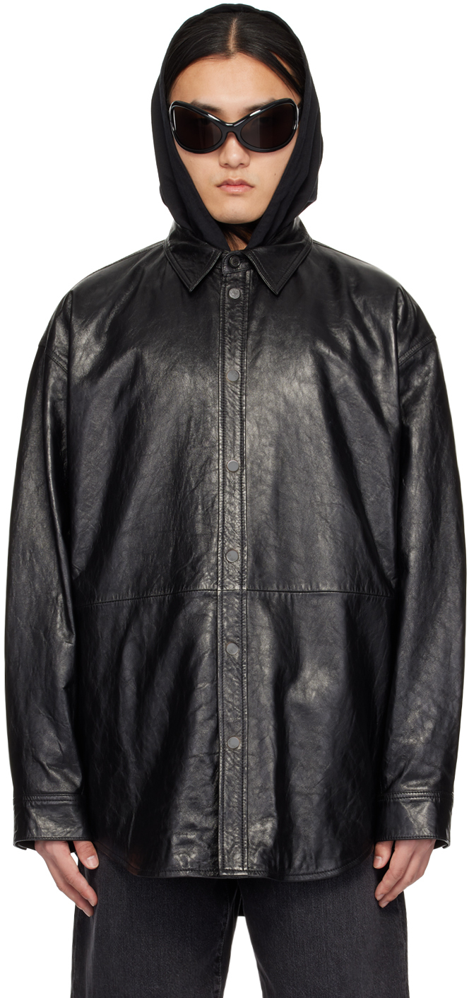 Black Embossed Leather Jacket