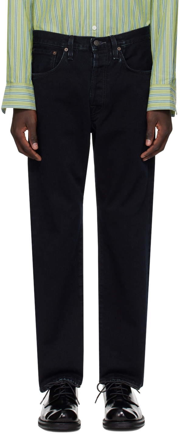 Acne Studios Indigo Relaxed Fit Jeans In Ail Blue/black