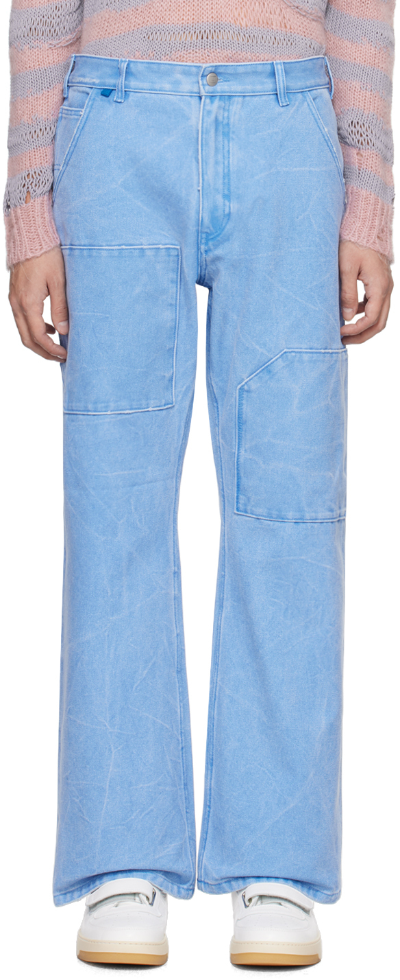 Acne Studios Blue Patch Trousers In Aqo Powder Blue