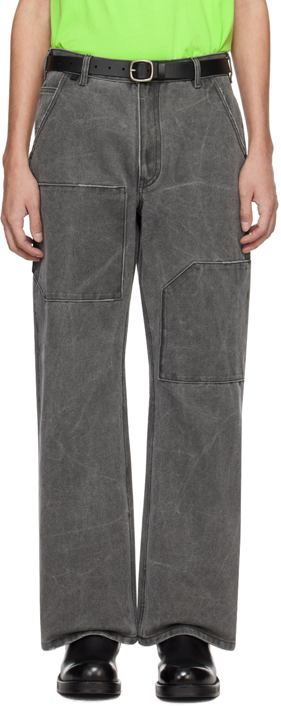 Shop Acne Studios Gray Patch Trousers In Afh Carbon Grey