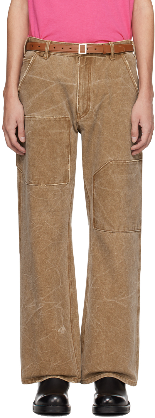 Acne Studios Brown Patch Trousers In All Toffee Brown
