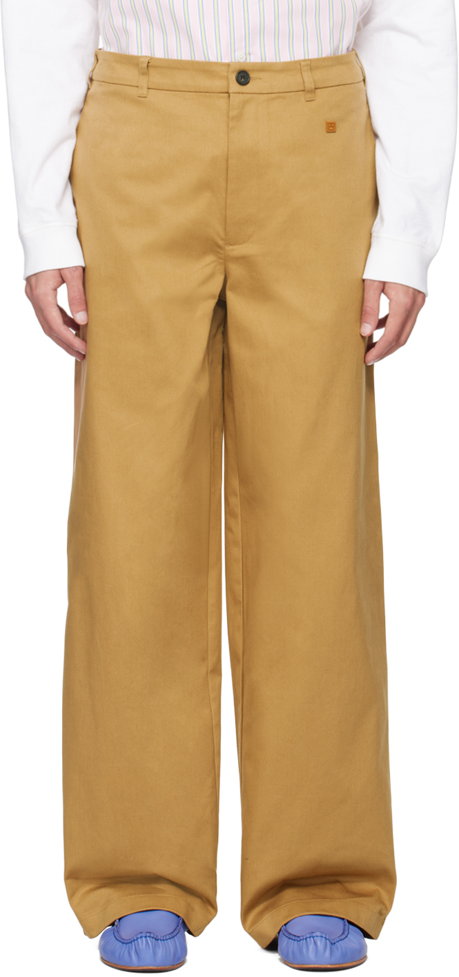 Acne Studios Beige Wide-leg Trousers In 640 Camel Brown