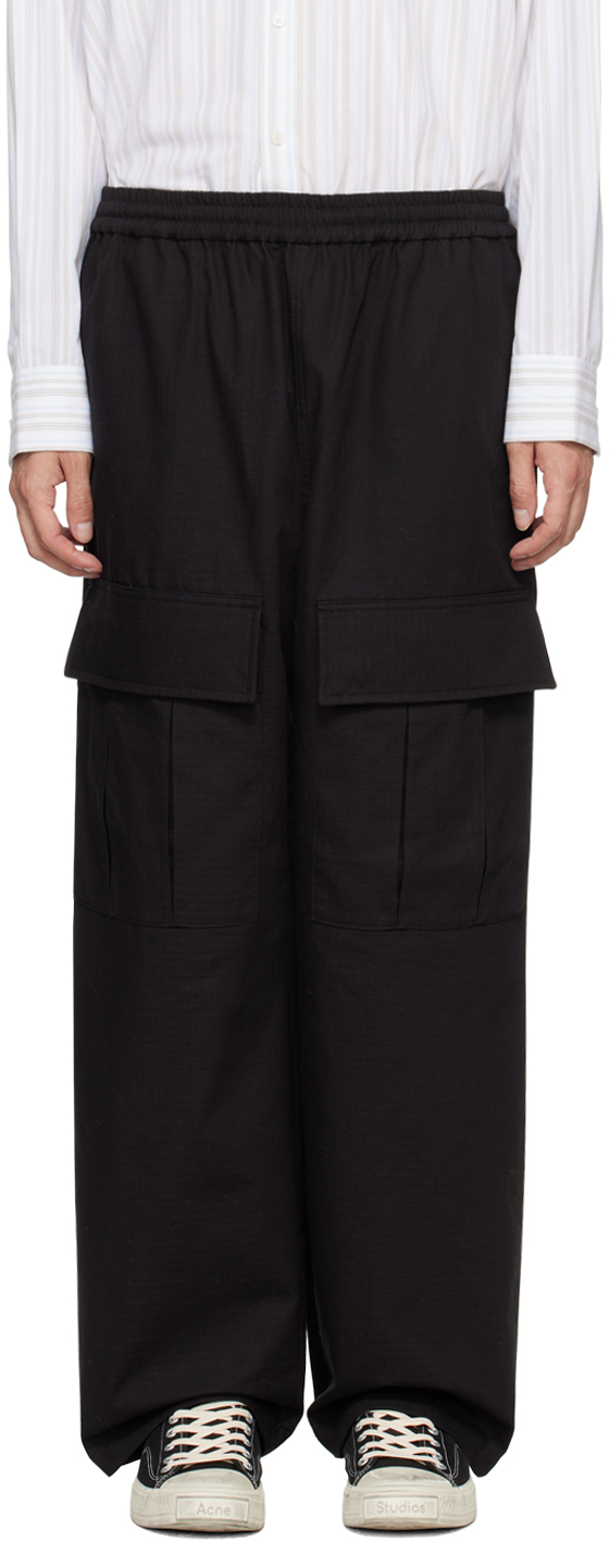 Acne Studios Black Embroidered Cargo Pants In 900 Black