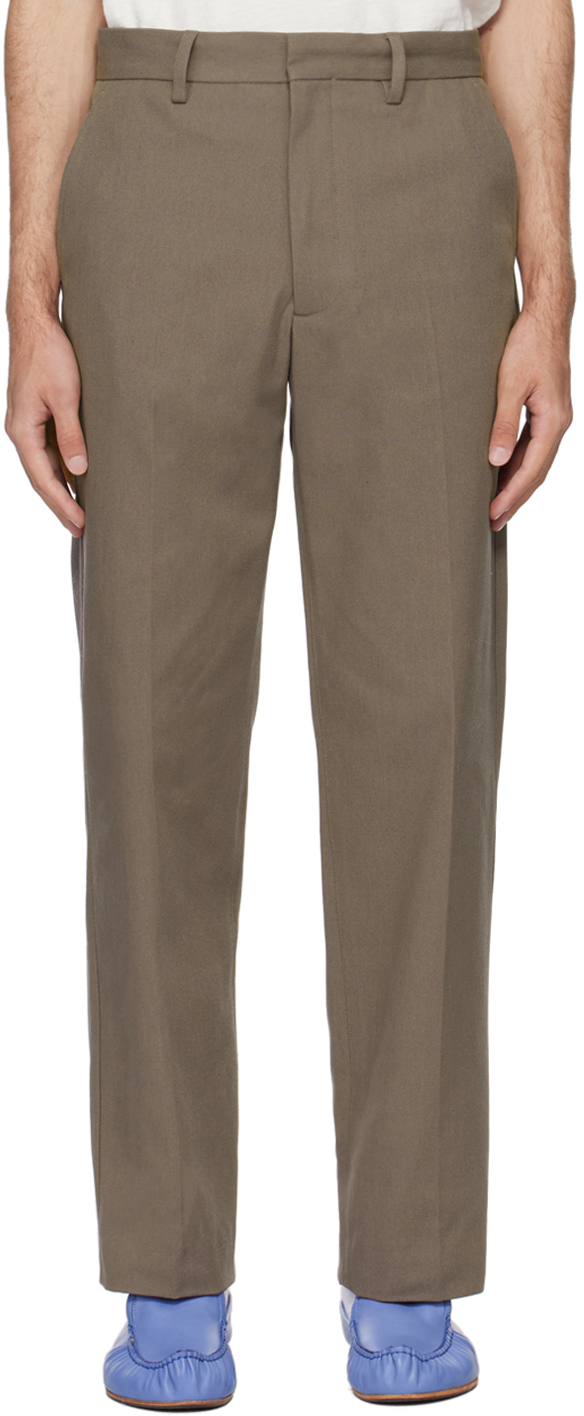 Acne Studios Taupe Creased Trousers In Dfm Hazelnut Brown