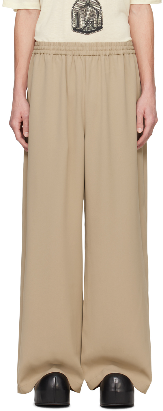 Shop Acne Studios Beige Embroidered Trousers In Aek Beige