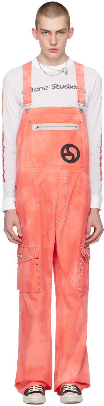 Shop Acne Studios Pink Studded Overalls In Bp1 Fluo Pink
