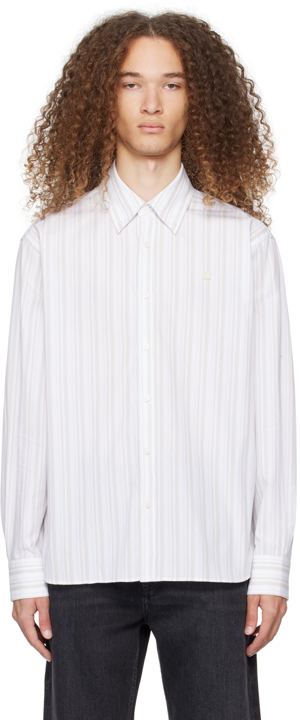 Acne Studios White Button-up Shirt In Ao0 White/brown