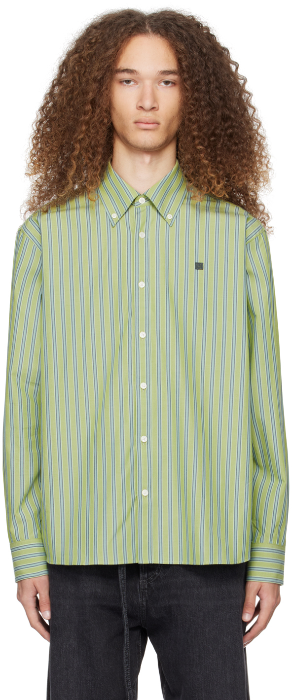 Shop Acne Studios Green Button-up Shirt In Aqe Green/dark Green