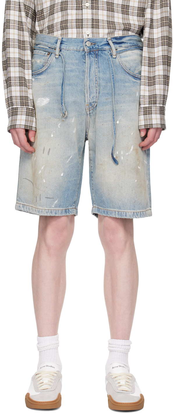 Shop Acne Studios Blue Loose-fit Denim Shorts In 228 Light Blue