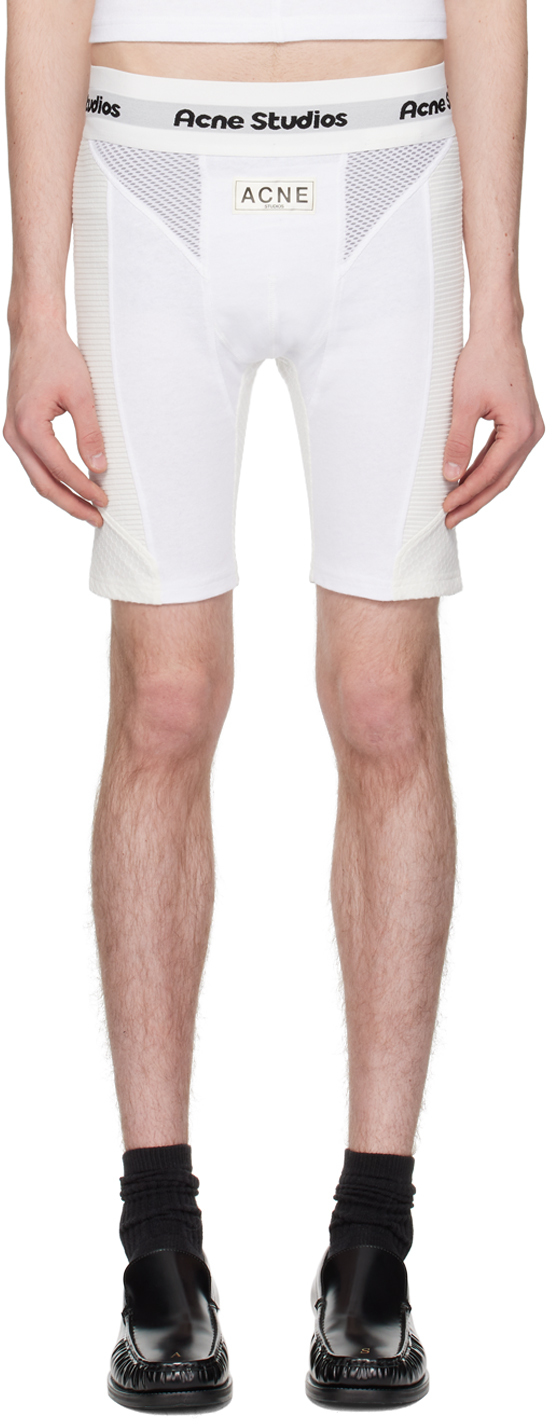 Shop Acne Studios White Paneled Shorts In 183 Optic White