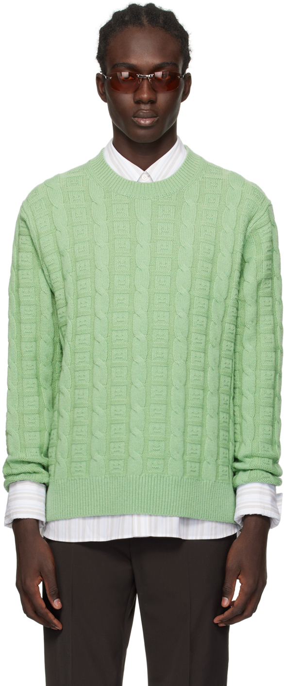 Acne Studios Green Jacquard Sweater In Abc Sage Green