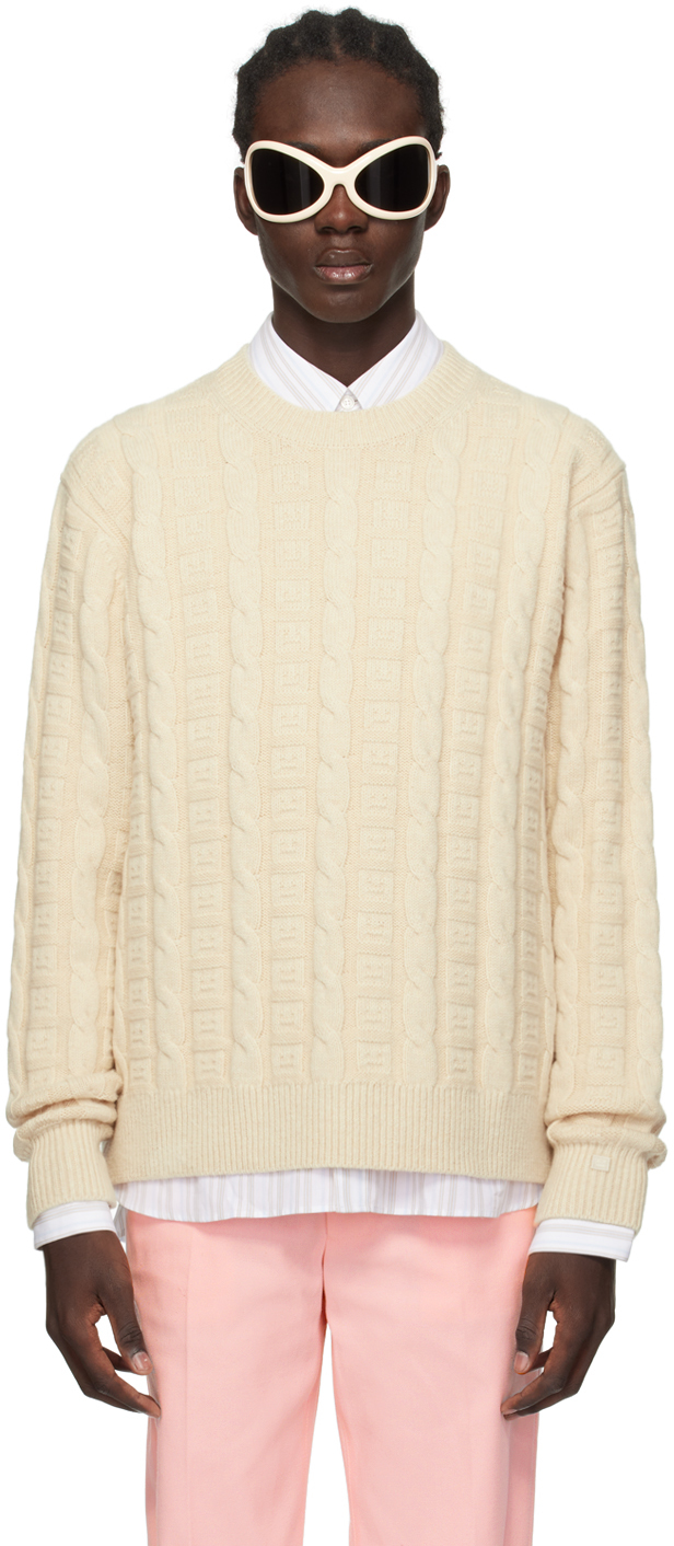 Acne Studios Beige Jacquard Sweater In 633 Oatmeal Melange